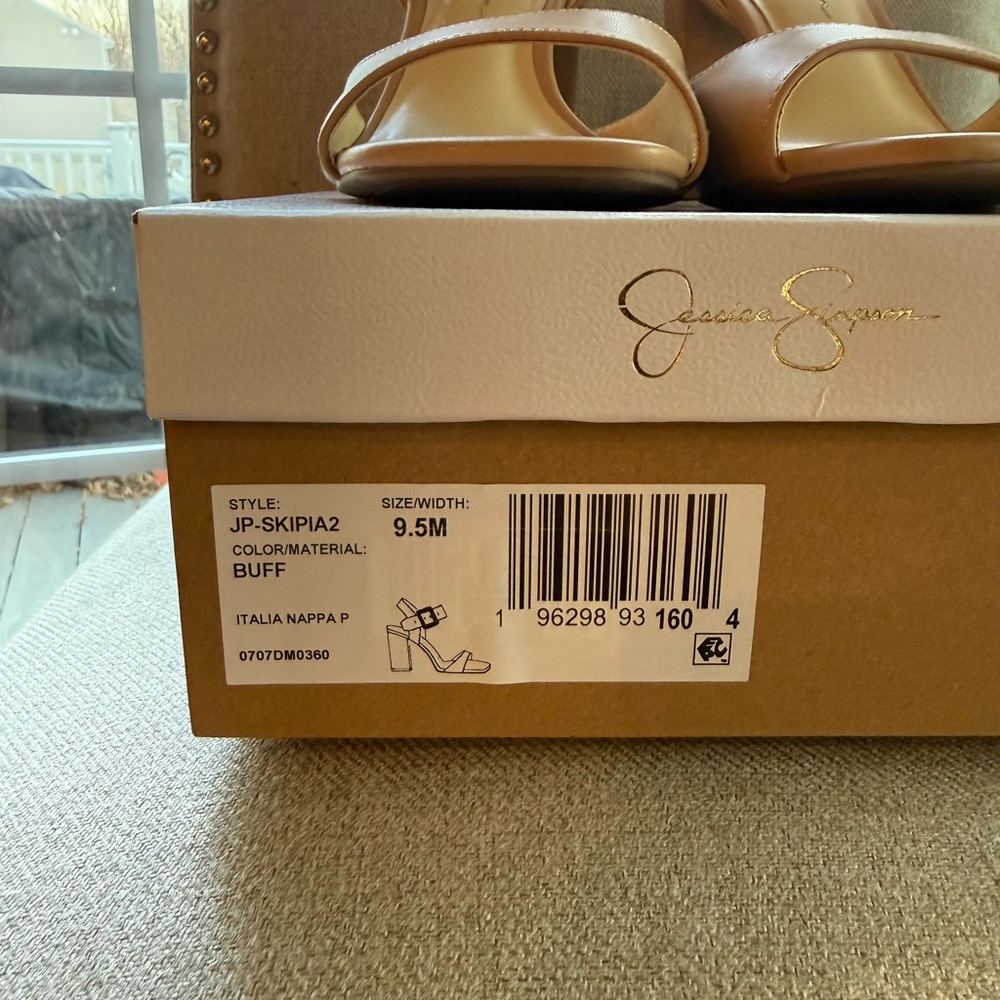 Jessica Simpson Tan Open-Toe Block Heel Sandals with Ankle Strap - Picture 6 of 6